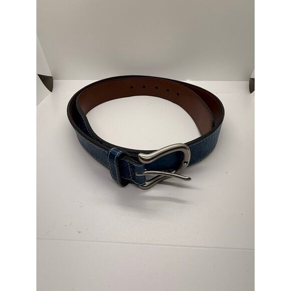 Torino Leather ITALIAN ALLIGATOR GRAIN CALF LEATHER BELT IN BLUE size 40